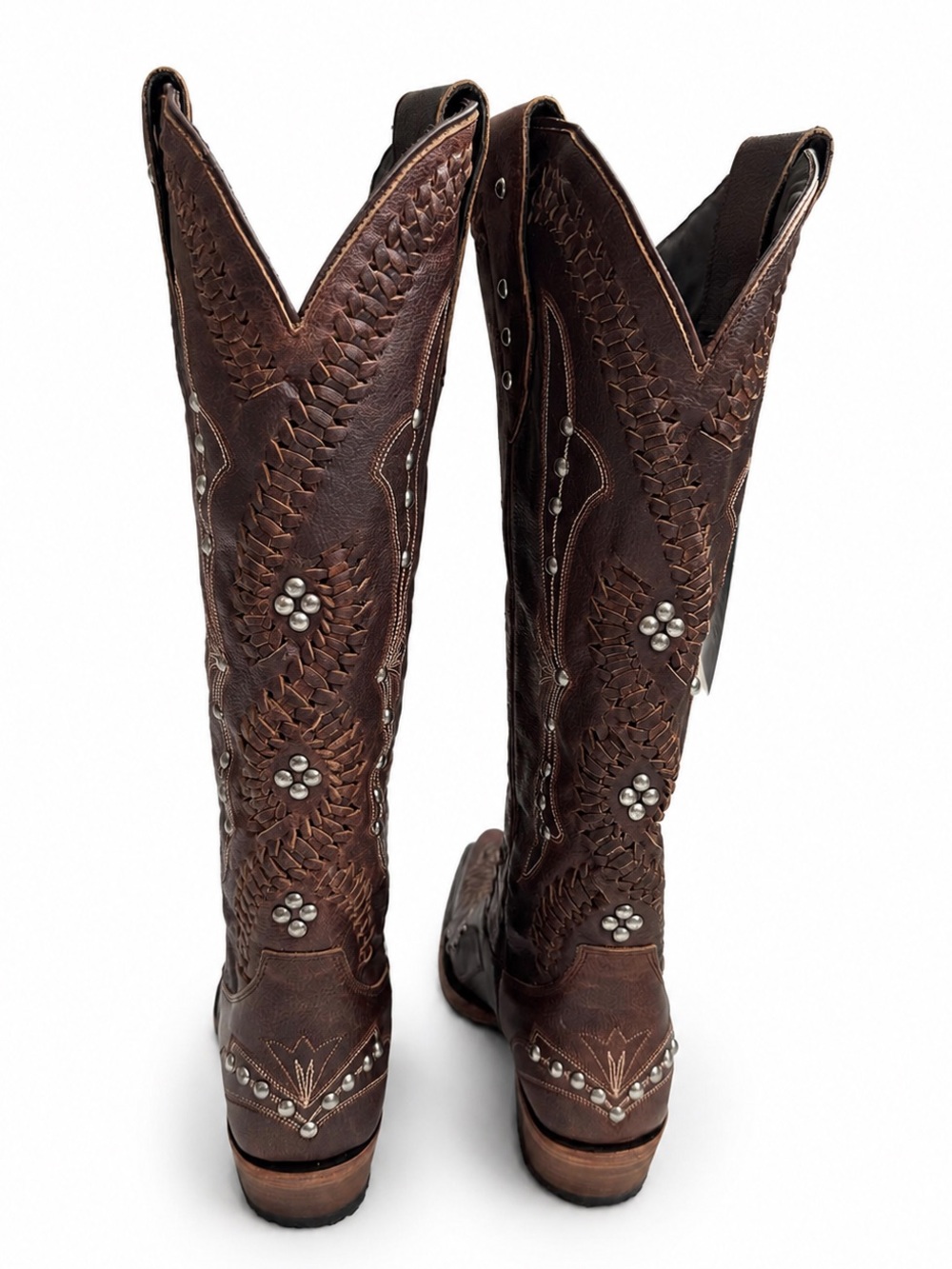 LANE Cossette Cognac Western Boots Leather Studded BNWT Box Size 7 - Picture 9 of 16